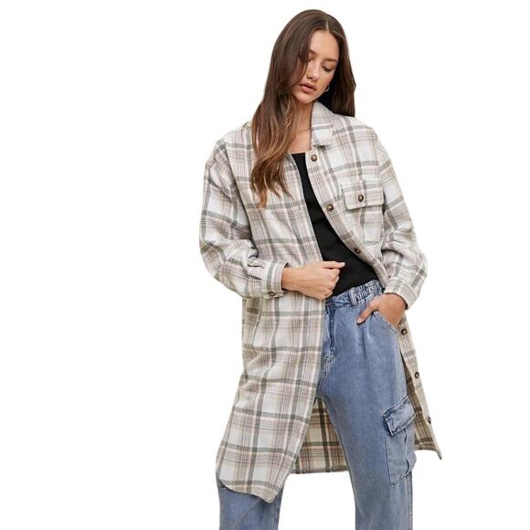 Wishlist Apparel Violet Plaid Shacket Jacket L - Picture 4 of 15